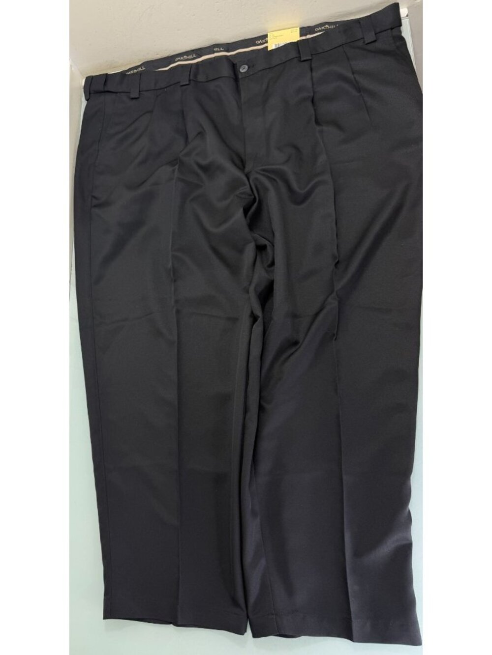 New Oak Hill Dress Pants Mens 54X30 Pleated Black Expandable Waist NWT